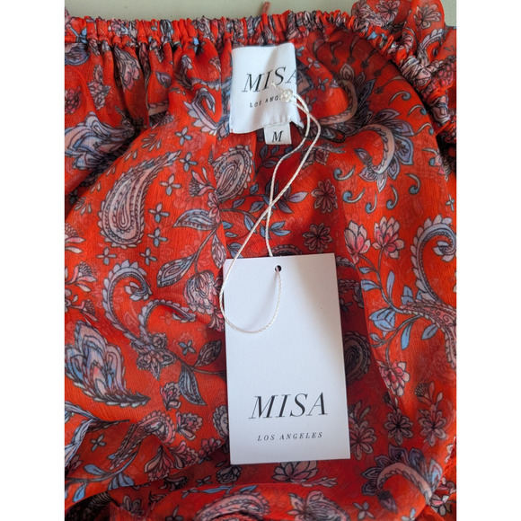 NWT Misa Los Angeles Kiera Paisley-print Tiered Maxi Dress Size M Red #1B456 - Picture 8 of 10